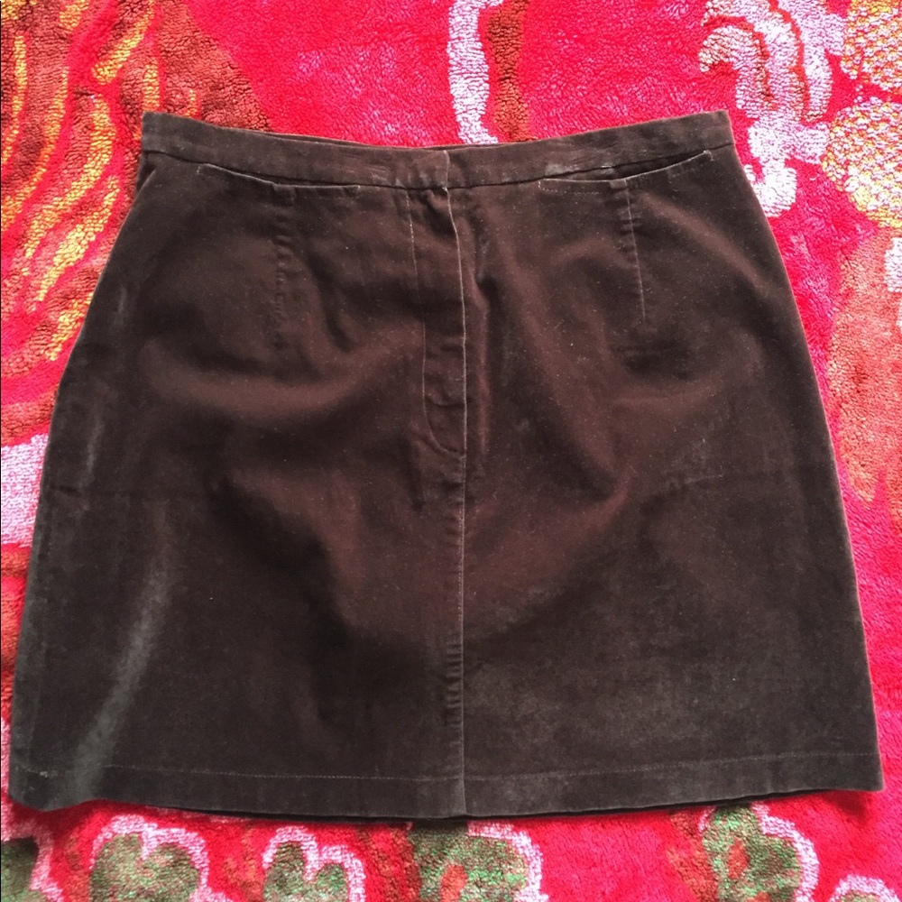 Dark Chocolate, Velvet Mini Skirt from The Limited